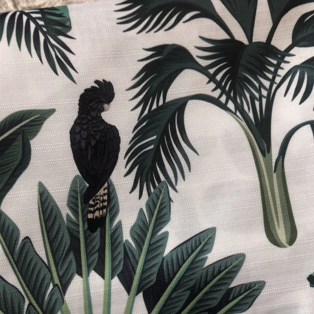 Jungle Creatures Tropical Shower Curtain Set - Monkey Palm Print, Green & White
